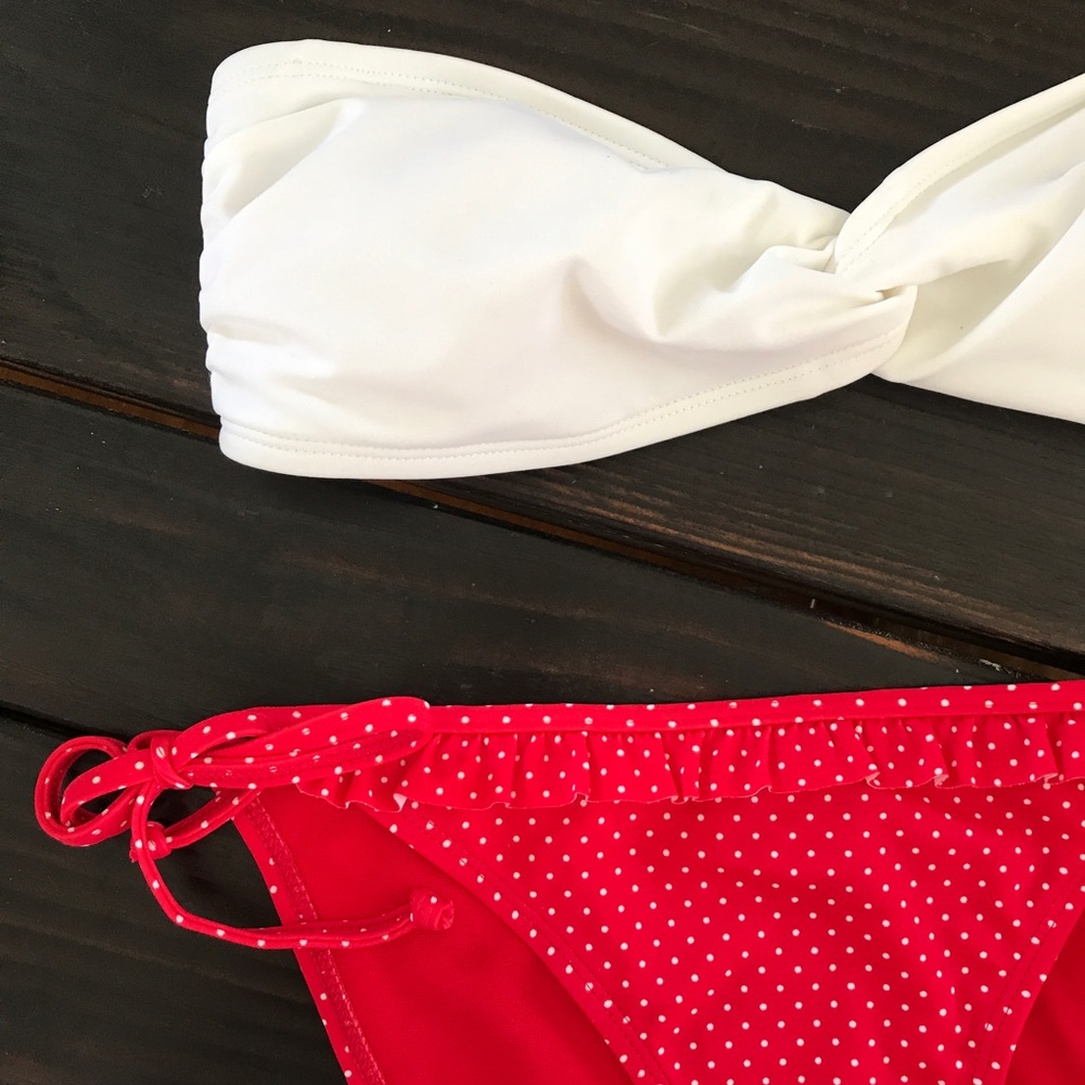 NWT PACSUN White/ Red Dot Bikini Bottom Only